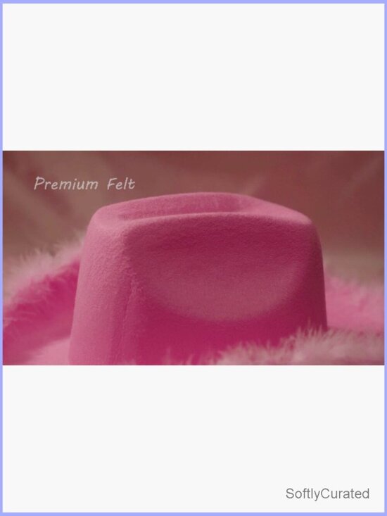 Cowgirl Hat Boa Feather Trim Felt Cowboy Hat for Women Costume Party